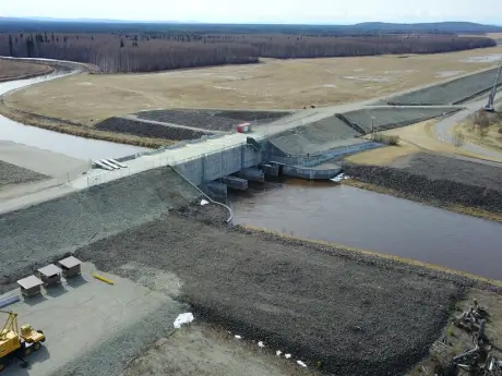 Aerial view of Chena River Flood Control Project near Fairbanks, Alaska